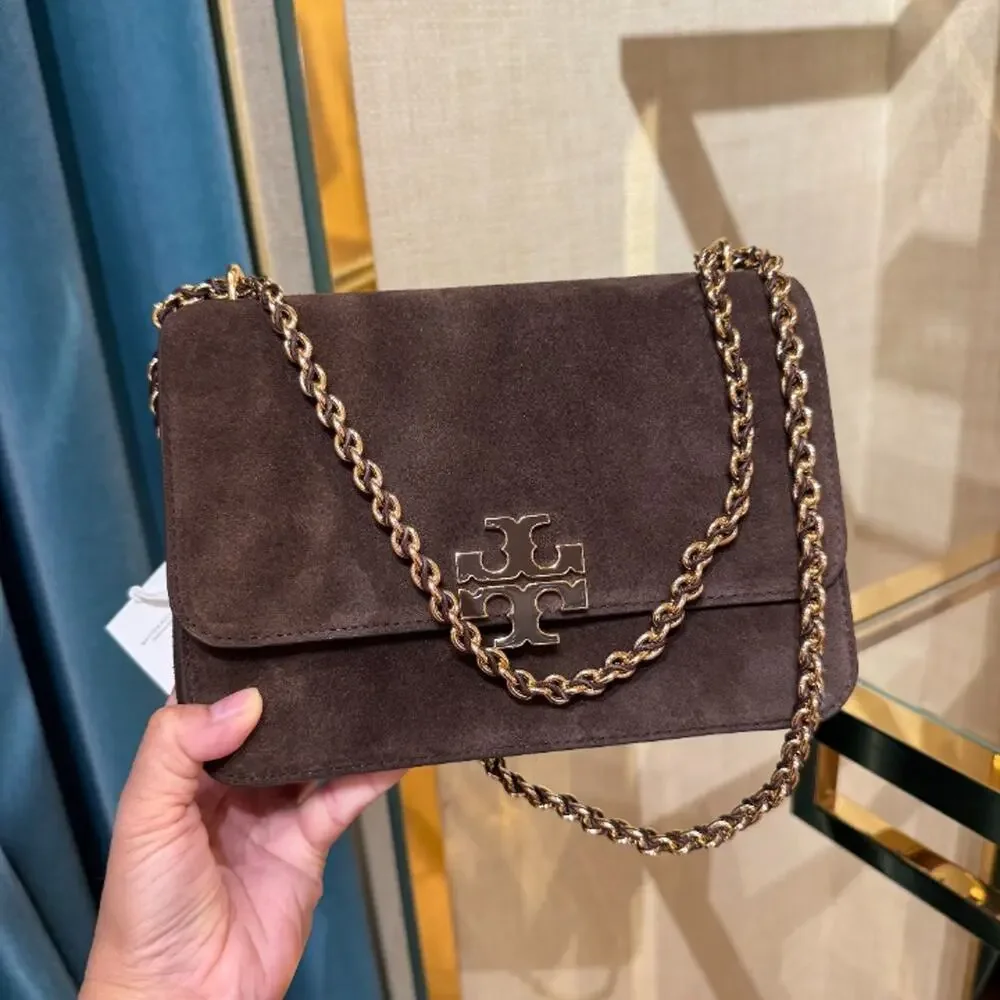 NEW‼️Tory Burch Britten Suede Small Shoulder Bag 180221 $650 Dark Cocoa